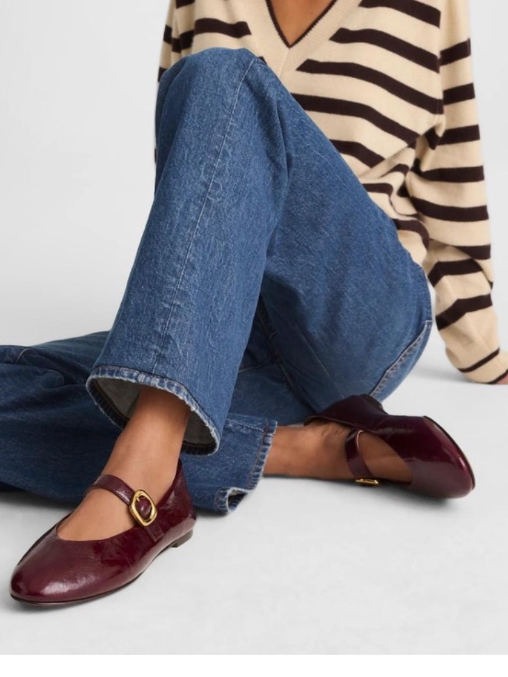 Madewell Remy Women's Burgundy Glossy Patent Mary Jane Flats 7.5 New